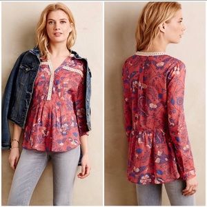 Maeve Abella Butterfly Floral Blouse